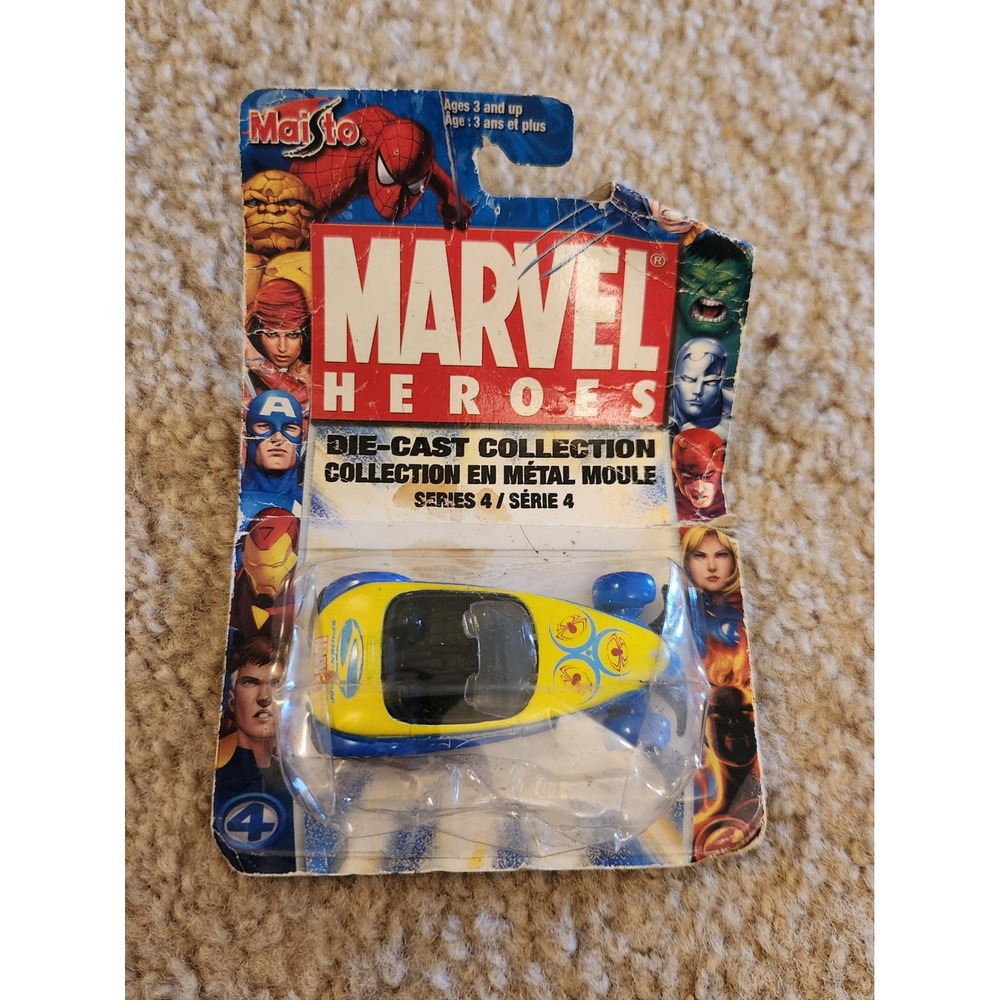 Maisto Marvel Heroes Die-Cast Collection Series 4 Spider-Man Yellow Blue Car